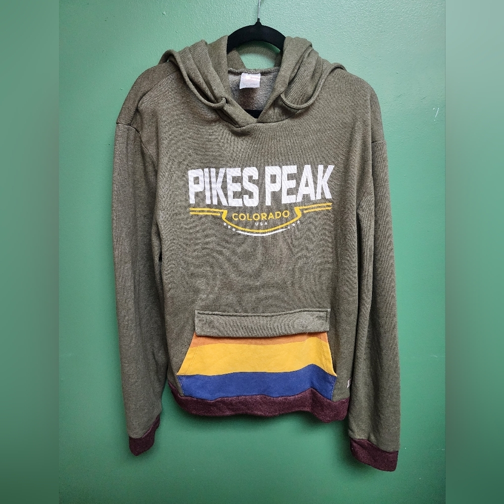 Good Land Supply Co Pikes Peak Colorado Hoodie Sweatshirt 2XL USA Graphic